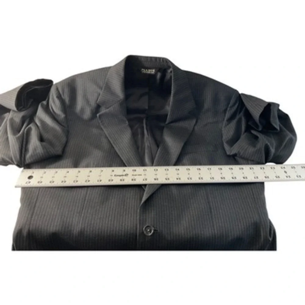 JoS A BANK Mens Charcoal Pinstripe Blazer Suit Jacket 2 Button Classic Fit - Picture 4 of 12